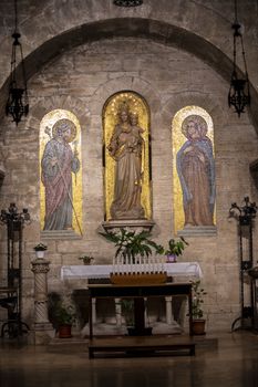 terni,italy october 23 2020:altar placed in the church of San Francesco