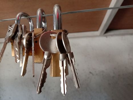 lock and key closeup on shop for sell