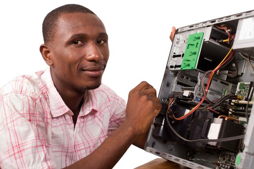 technician opens the hardware and check it before repairing it.