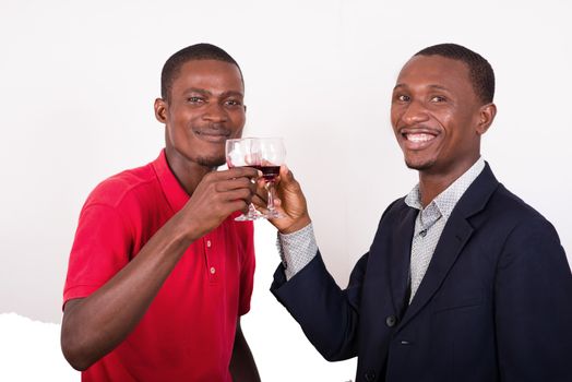 celebration, between two happy business people holding glasses of wine and toastcelebration, between two happy business people holding glasses of wine and toast