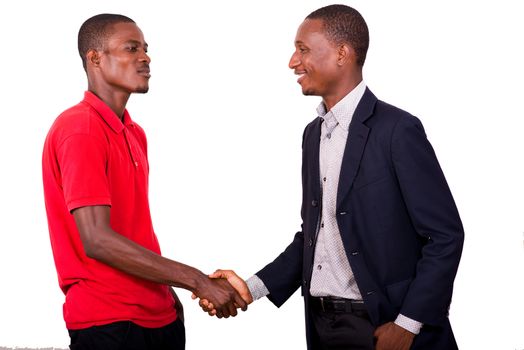 handshake between two businessmen isolated on white background