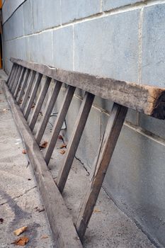 long construction ladder made of wood, handmade wooden ladder,