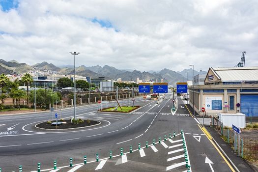 Spain, Tenerife - May 13, 2018: transportation to the port of Puerto Santa Cruz on the city street