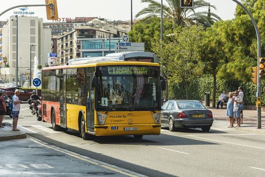 Spain, Lloret de Mar - September 22, 2017: Bus of Spanish transport company PUJOL.