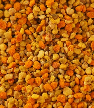 fresh bee pollen, a lot of close-up flower pollen,