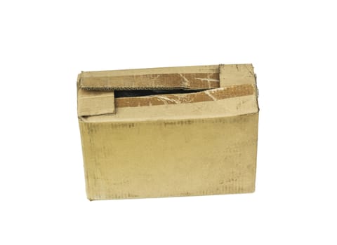 On a white background there is a cardboard box with an open top