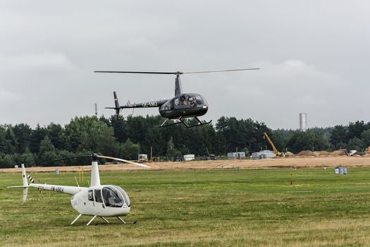 Belarus, Minsk - July 25, 2018: Helicopters attend the 16th World Helicopter Championships and the 4th World Cup in Helicopter Racing