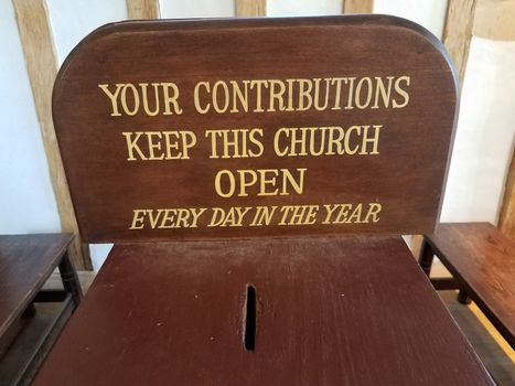 your contributions keep this church open sign on wood box