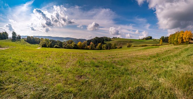 Leisurely hike at the golden hour to the famous Heidenhoehlen near Stockach on Lake Constance