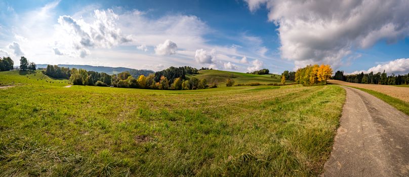 Leisurely hike at the golden hour to the famous Heidenhoehlen near Stockach on Lake Constance