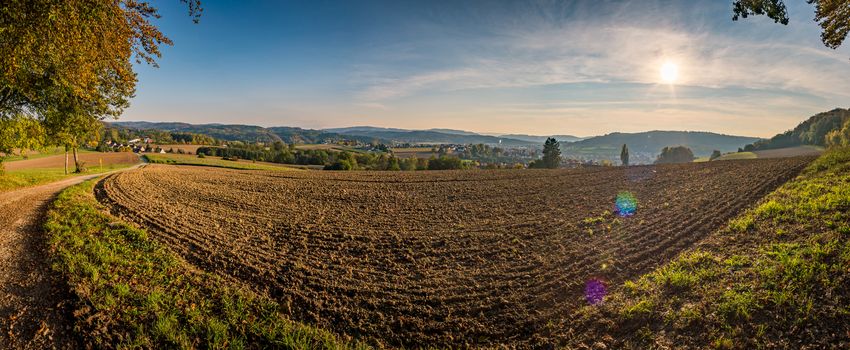 Leisurely hike at the golden hour to the famous Heidenhoehlen near Stockach on Lake Constance