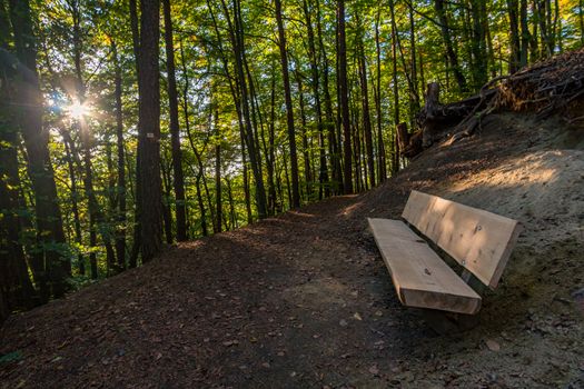 Leisurely hike at the golden hour to the famous Heidenhoehlen near Stockach on Lake Constance