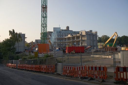 SHEFFIELD, UNITED KINGDOM, 17th September, 2020: Rear view of sheffield uni social science hub demolition, from Northumberland road looking south