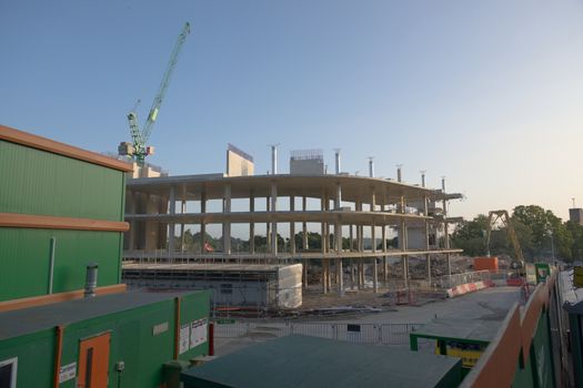SHEFFIELD, UNITED KINGDOM, 17th September, 2020: Wide angle of the whole BAM construction site for the new university social sciences building. NE