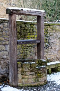 Historic water supply well in the old town of Meisenheim, Germany