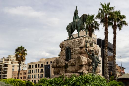 Horseman monument  in Palma on balearic island Mallorca, Spain on a sunny day