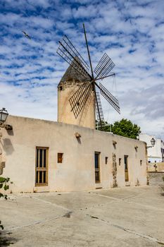 Windmill in Palma on balearic island Mallorca, Spain on a sunny day