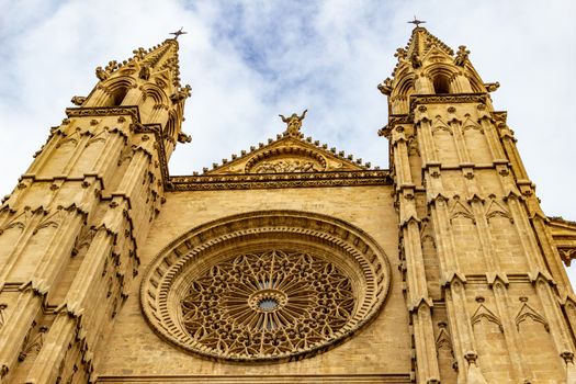 Cathedral La Seu in Palma on balearic island Mallorca, Spain on a sunny day