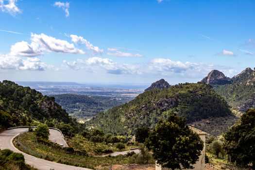 Scenic view at landscape from Coll de Soller,  Mallorca