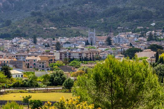 Scenic view at the city Soller at Mallorca, Spain