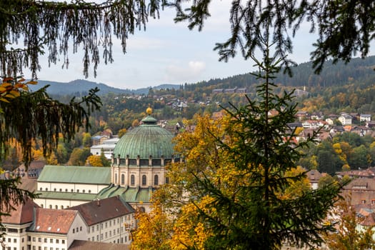 Wide angle view at St. Blasien in the Black Forest, Germany