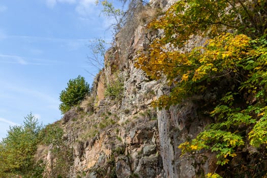 Landscape with trees and rocks along a trail nearby St. Blasien, Black Forest