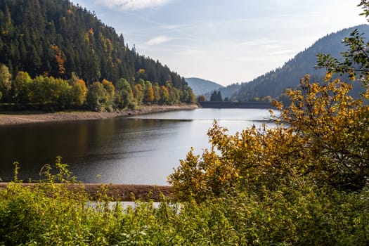 Idyllic view at Alb water reservoir in the Black Forest, Germany