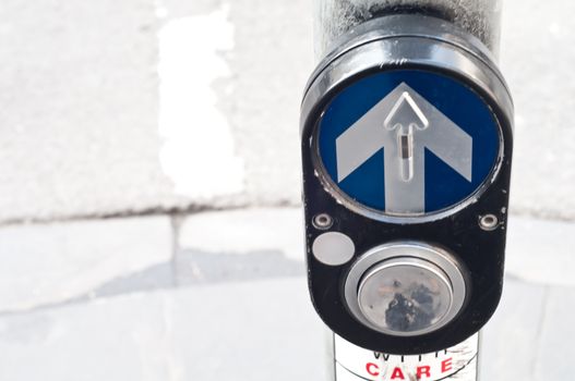 Up Arrow crossing button with countdown timer pole in Melbourne Australia