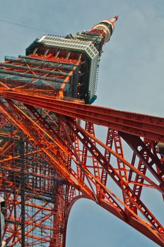 TOKYO, JAPAN - DECEMBER 1, 2018: Famous Tokyo Tower situates in the central Tokyo in the morning. The tower is a communications and observation tower with around 330 metres tall and was built in 1958. There is nobody in the photo.