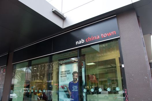 MELBOURNE, AUSTRALIA - JULY 26, 2018: National Australia Bank (NAB) branch in China Town at Melbourne Australia