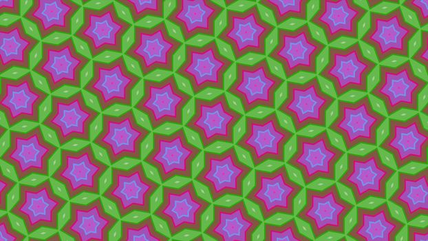 Abstract background of the colorful hexagon and different surrounding rings. Abstract hexagon background.