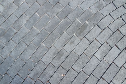 Closeup texture of brick floor. A background of a weathered old exterior brick floor with copy space for text