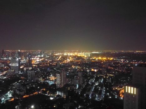 Stunning skyscraper scene of Bangkok Metropolis Thailand at night