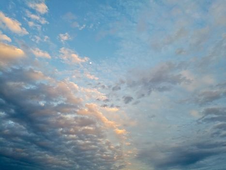 Evening cloudy twilight blue purple sky scene