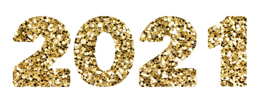 2021 gold shimemr texture design template Celebration typography poster, banner or greeting card. llustration isolated on white background.