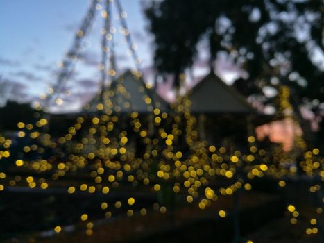 Defocused abstract decoration of house to celebrate Christmas festive season