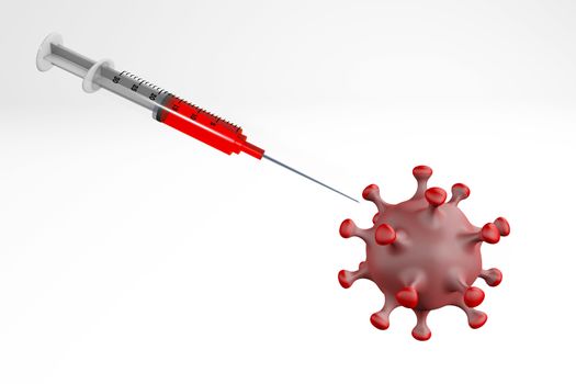 syringe vacinating corona 3d rendering isolated on white