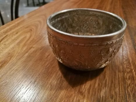 Thai antique ancient aluminium cold water silver drinking cup