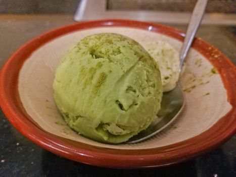 Cold sweet traditional Matcha green tea icecream