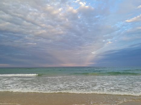 Beautiful calm peaceful beach and quiet sea in the evening