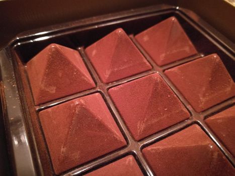 Dark mocca pyramid chocolate in a box for festive season