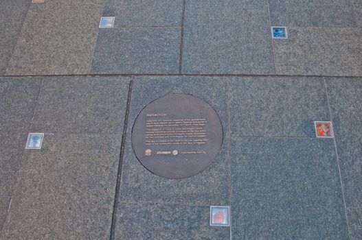 SYDNEY, AUSTRALIA - MAY 5, 2018: "Reflection" public art to tribute to the memory of passed away two Australians during the Martin Place siege incident in December 2014. The flowers reflect the 200 flowers contributes to the victims.