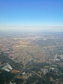 Aerial topography scene from bird eye view of Brisbane Queensland regional area