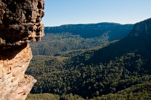 Deep green forest and long mountain hill at Blue Mountain in Sydney NSW Australia