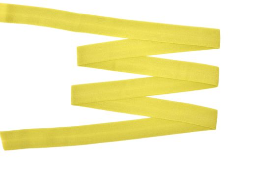 yellow Underwear elastic band for clothes and bras on a white background, zigzag. Isolated.