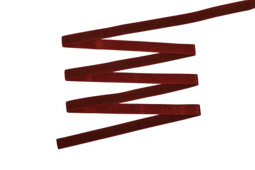 red Underwear elastic band for clothes and bras on a white background, zigzag. Isolated.