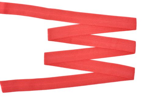 red Underwear elastic band for clothes and bras on a white background, zigzag. Isolated.