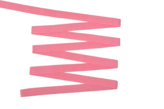 pink Underwear elastic band for clothes and bras on a white background, zigzag. Isolated.
