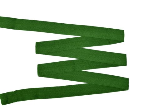 green Underwear elastic band for clothes and bras on a white background, zigzag. Isolated.