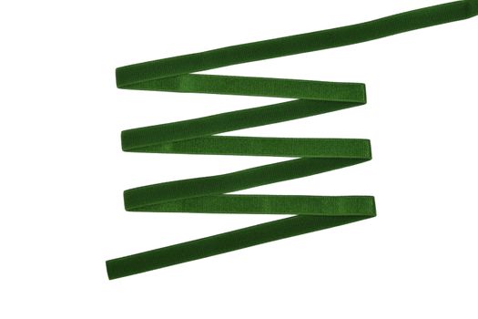 green Underwear elastic band for clothes and bras on a white background, zigzag. Isolated.